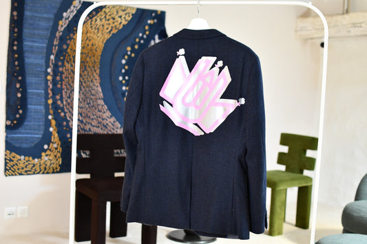 Structured Fabric Blazer Navy Blue I