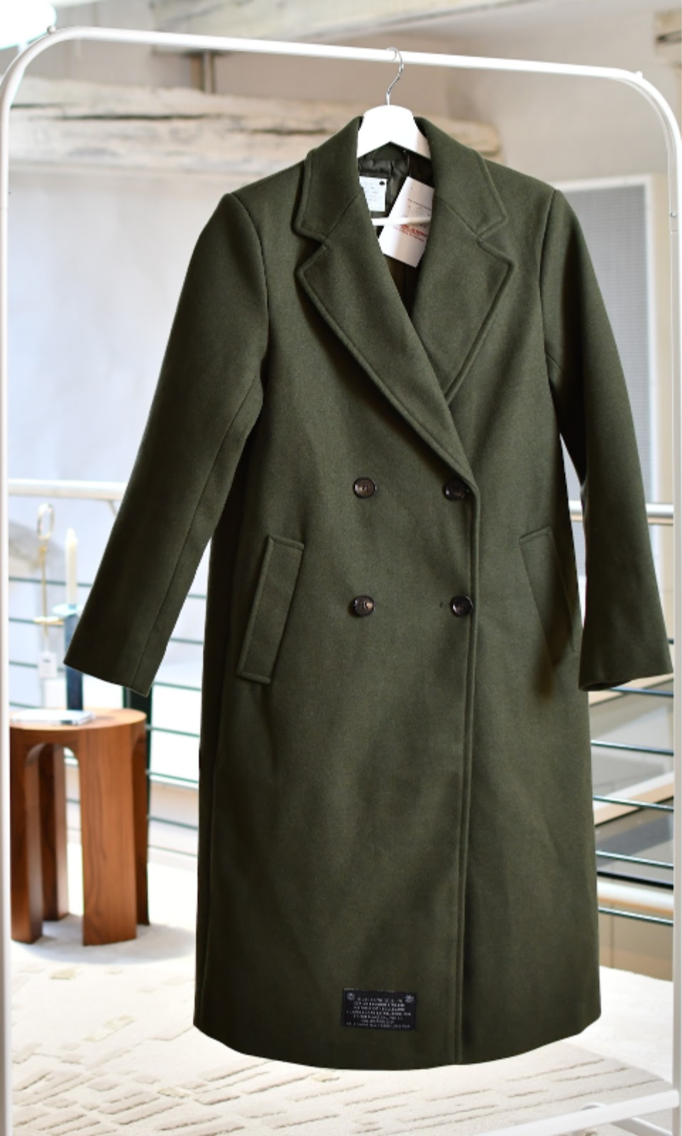 Deep Olive Wool-Touch Coat