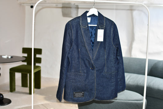 Button Coat Structured Jeans Logo Back (Blue)