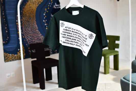 T-Shirt Dark Forest Green Typography