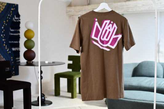 T-Shit Brown Back Logo Pink&Light Pink