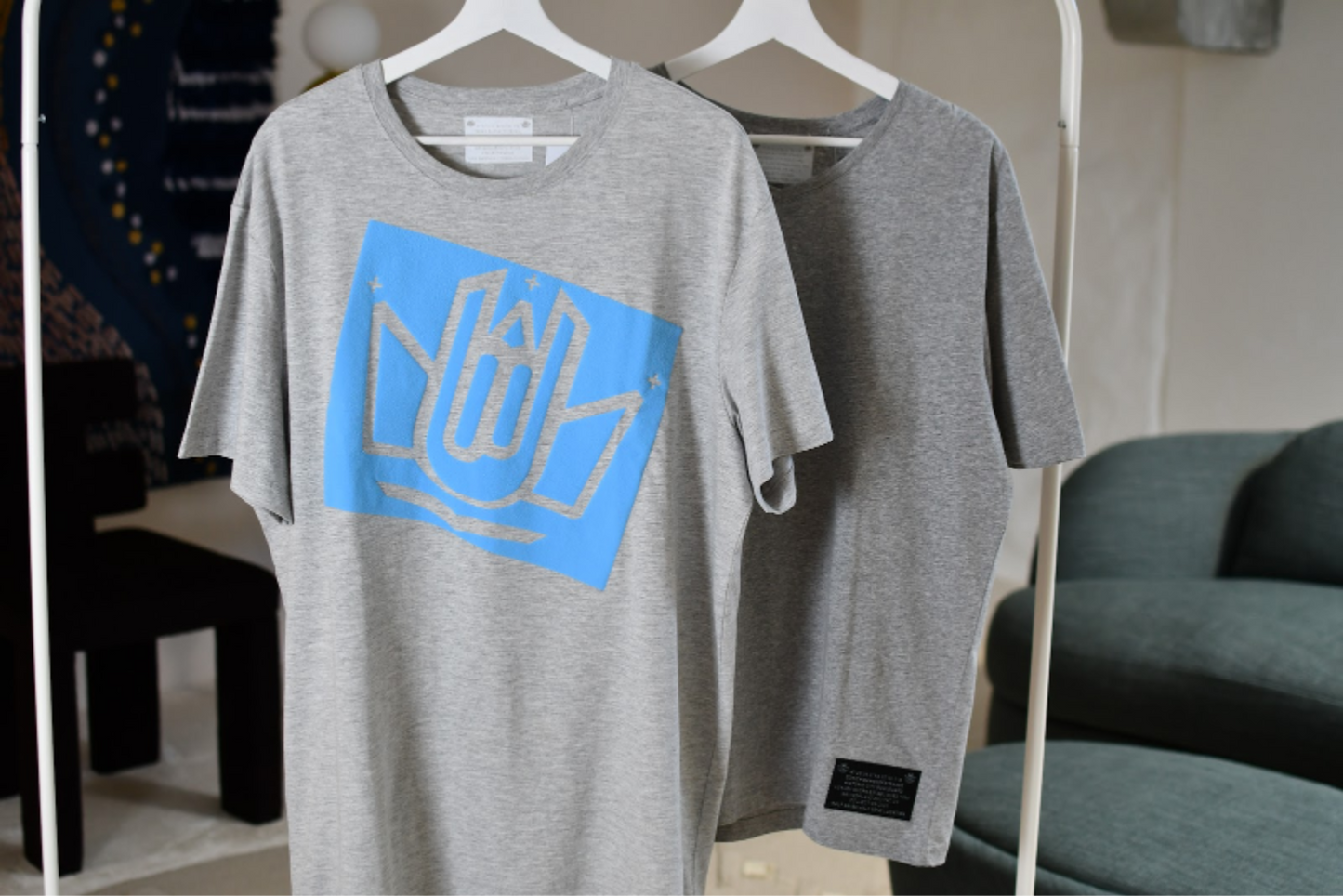 T-Shirt Light Gray Front Logo Sky Blue / T-Shirt Gray Back Logo